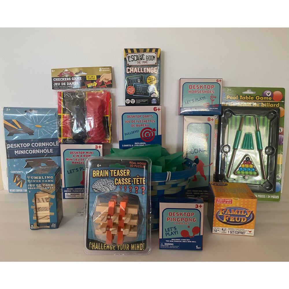 Game Night Gift Basket | Desktop Games, Brain Teasers & Family Fun Set